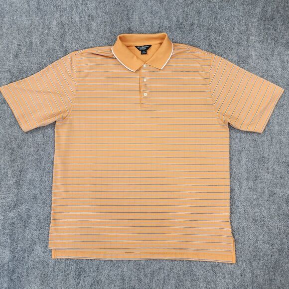 Brooks Brothers Shirt Mens XXL Orange Striped Polo Country Club ProSport Casual - Picture 1 of 16